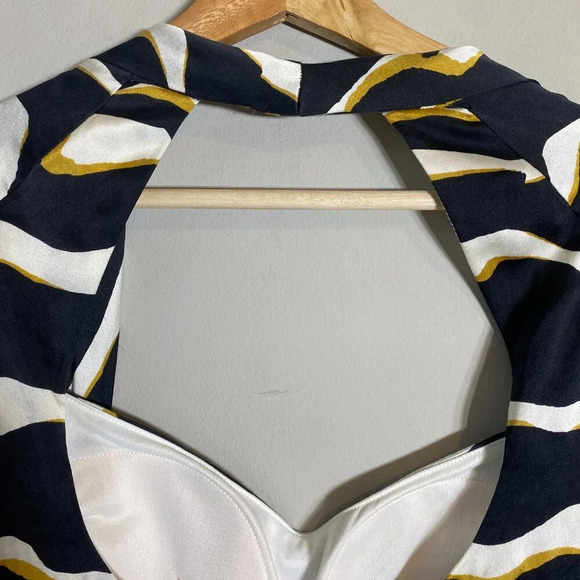 Vintage Cache Silk Queen Anne Zebra Print Bodycon Dress Women's 4 Black White - Picture 10 of 14